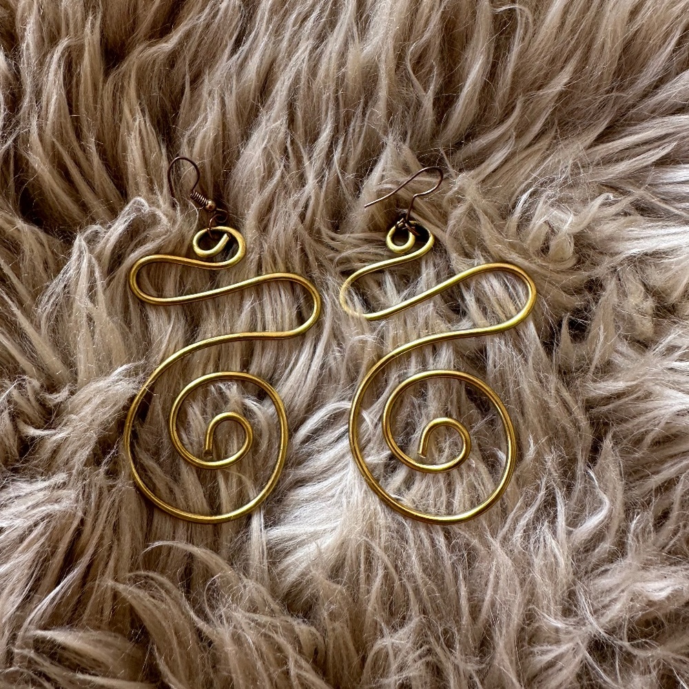 Handmade copper spiral earrings